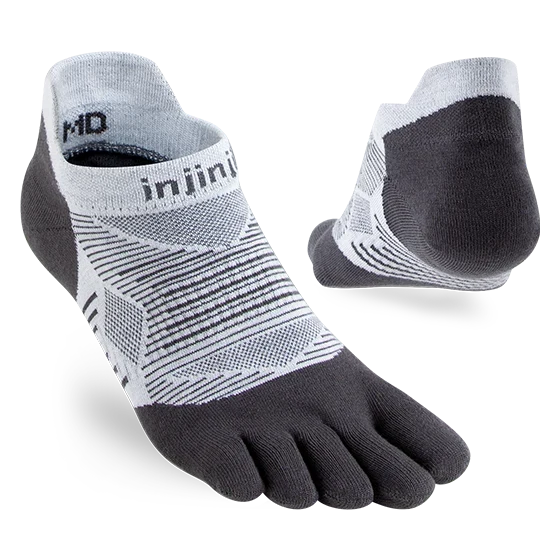 Injinji Men's Run Lightweight No-Show Sock in Gray