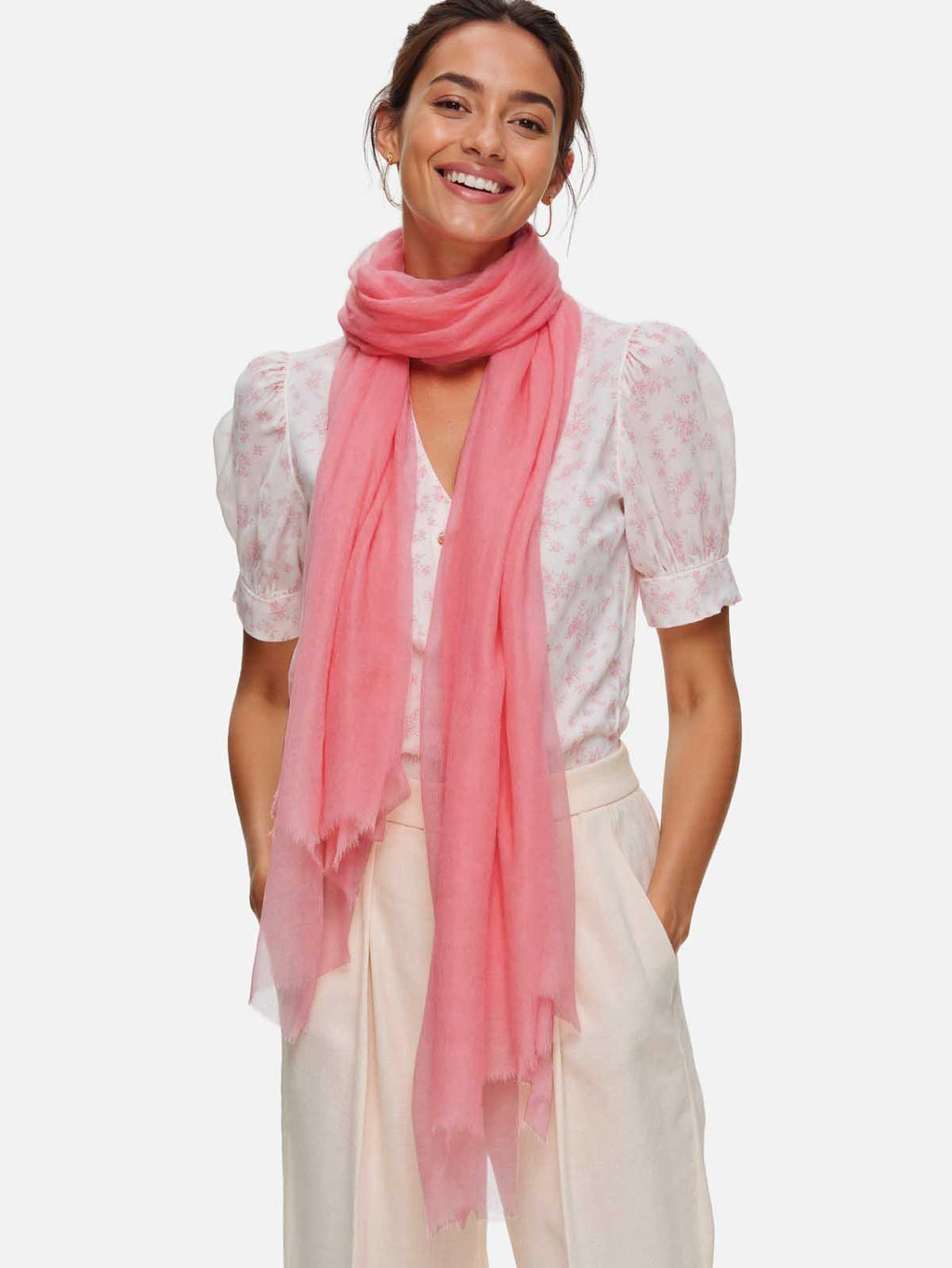 Featherlight Azalea Cashmere Scarf